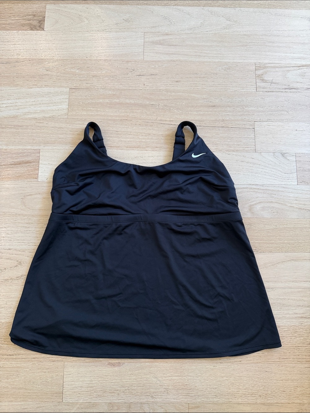 Nike Black Women's Tankini Top with Shelf Bra and Swoosh
